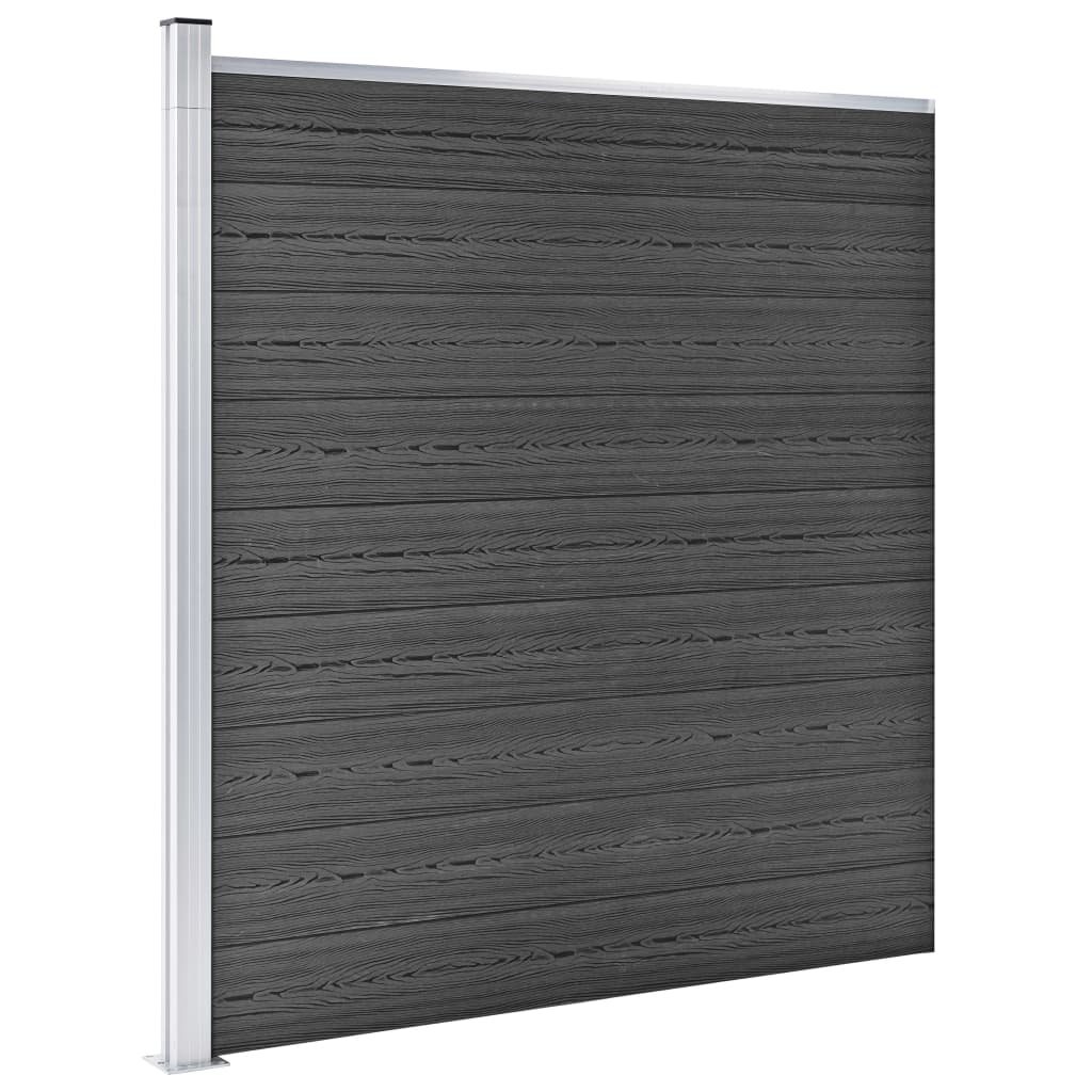 vidaXL Conjunto de painel de vedação WPC 446x(105-186) cm preto