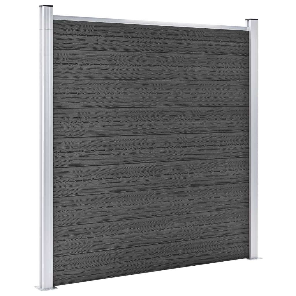 vidaXL Conjunto de painel de vedação WPC 1484x(105-186) cm preto