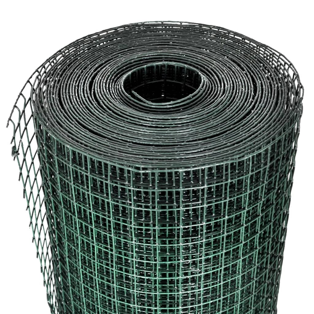 vidaXL Cerca arame p/ galinheiro c/ revestimento PVC 10x1 m aço verde