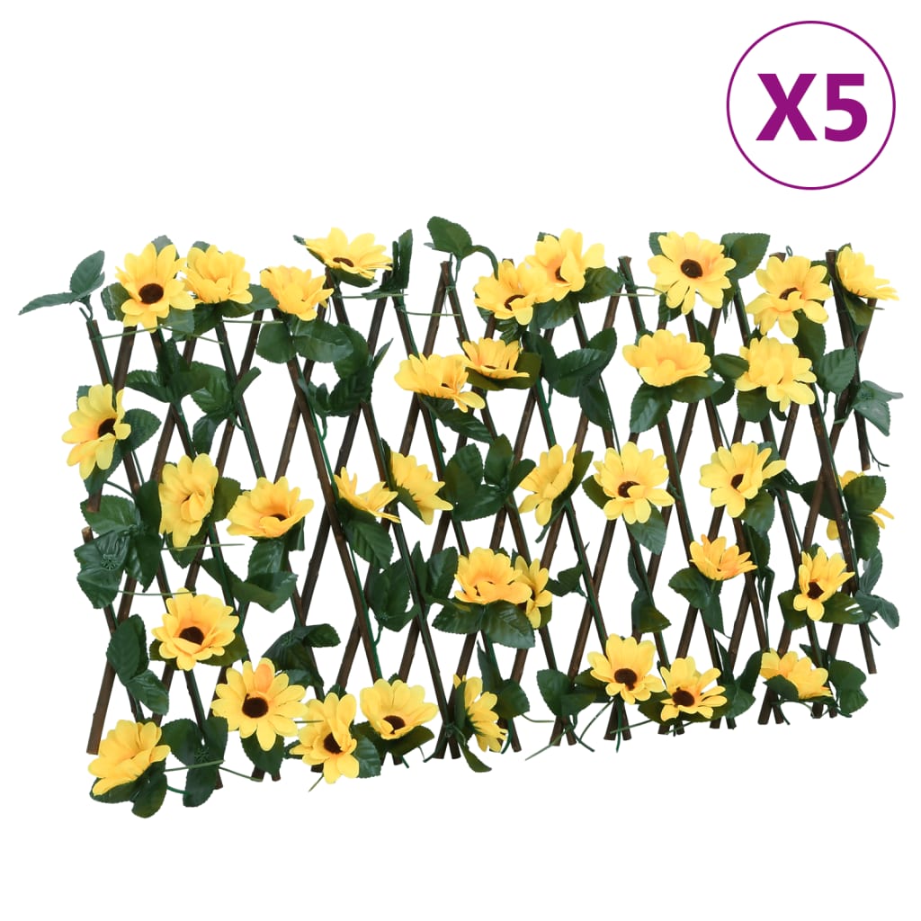 vidaXL Treliça de hera artificial extensível 5 pcs 180x20 cm amarelo