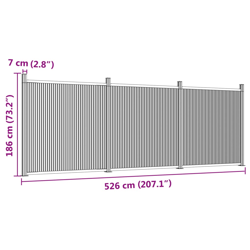 vidaXL Painel de vedação 526x186 cm WPC castanho