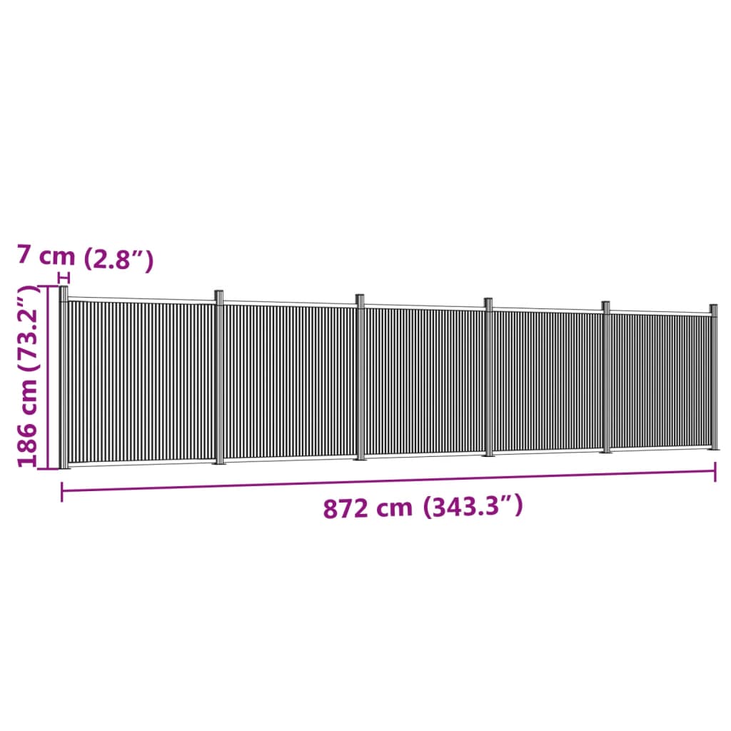 vidaXL Painel de vedação 872x186 cm WPC castanho