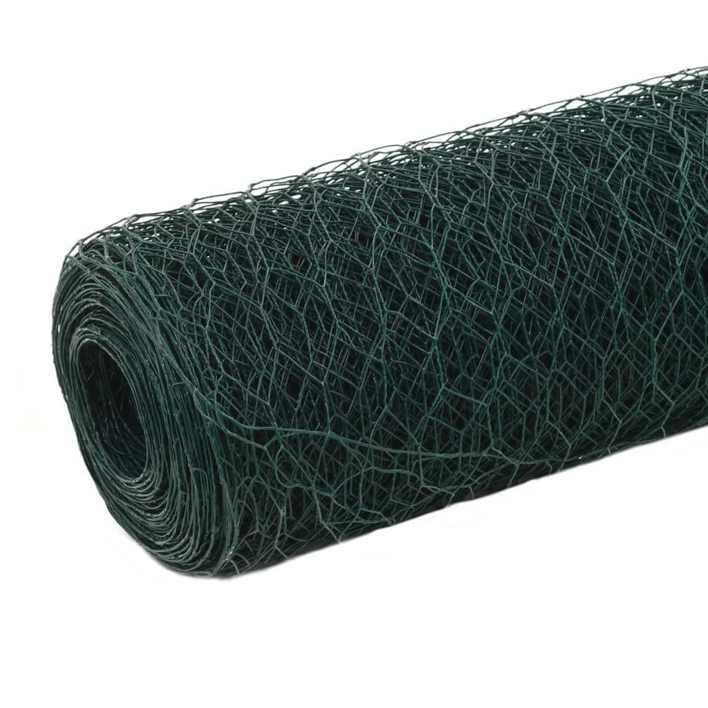 vidaXL Cerca arame galinheiro 25x1,2 m aço c/ revestimento PVC verde