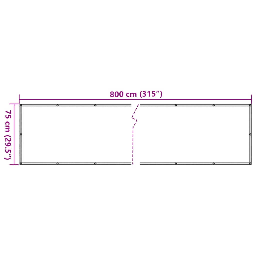 vidaXL Tela de privacidade p/ jardim aspeto pedra 800x75 cm PVC cinza