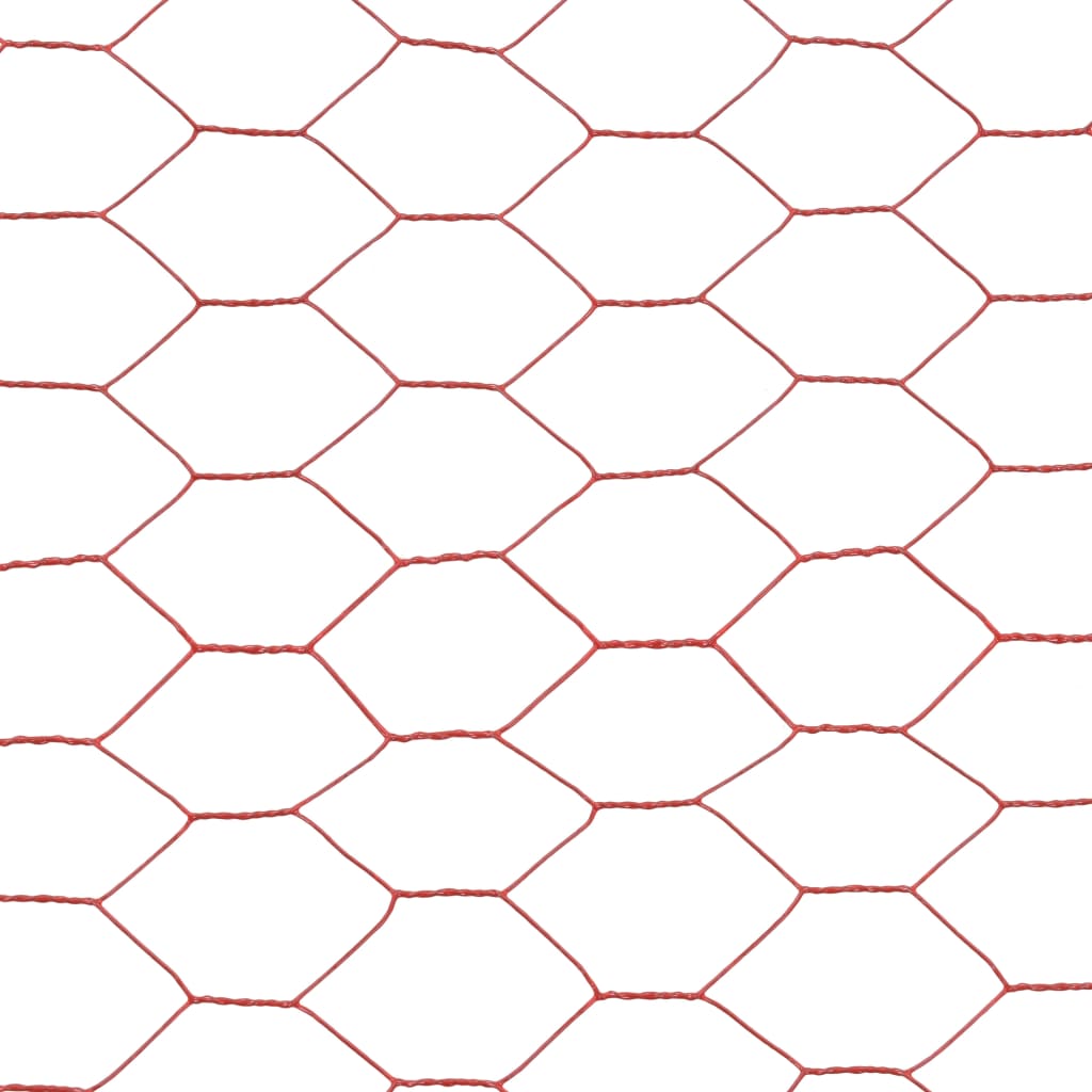 vidaXL Cerca arame galinheiro 25x0,75 m aço revestido a PVC vermelho