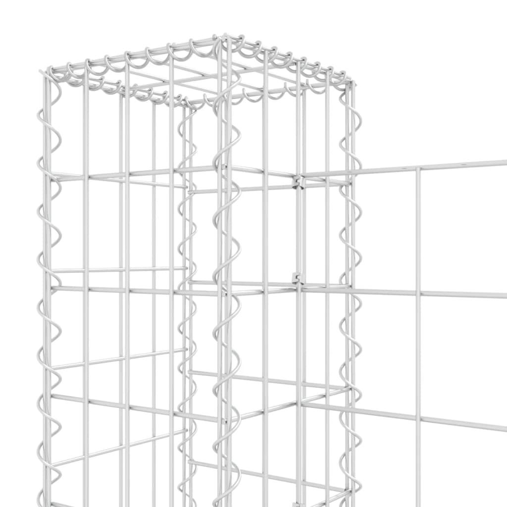 vidaXL Cesto gabião em forma de U c/ 4 postes 380x20x100 cm ferro