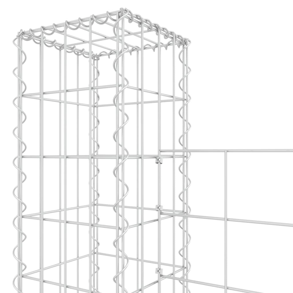 vidaXL Cesto gabião em forma de U c/ 2 postes 140x20x200 cm ferro