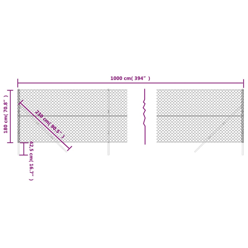 vidaXL Cerca de arame 1,8x10 m antracite