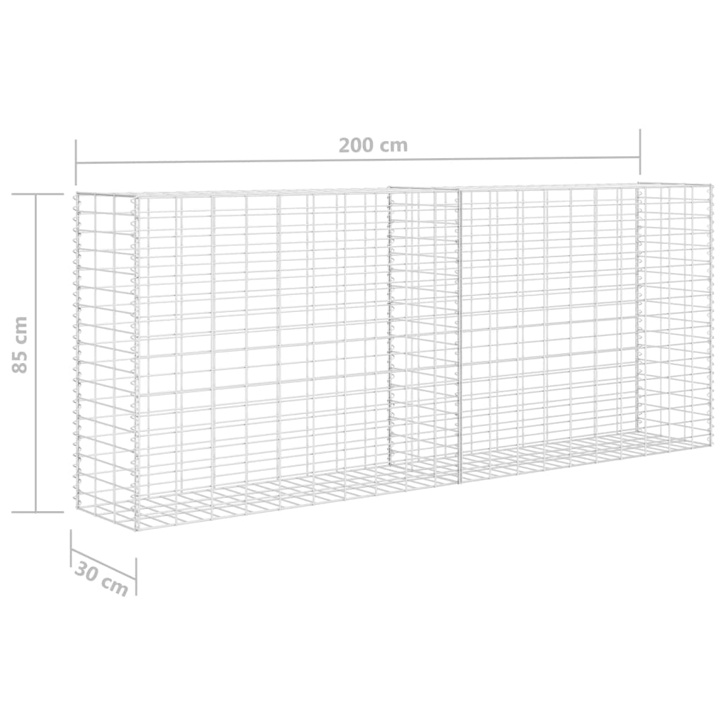 vidaXL Parede/cesto gabião 85x30x200 cm aço galvanizado