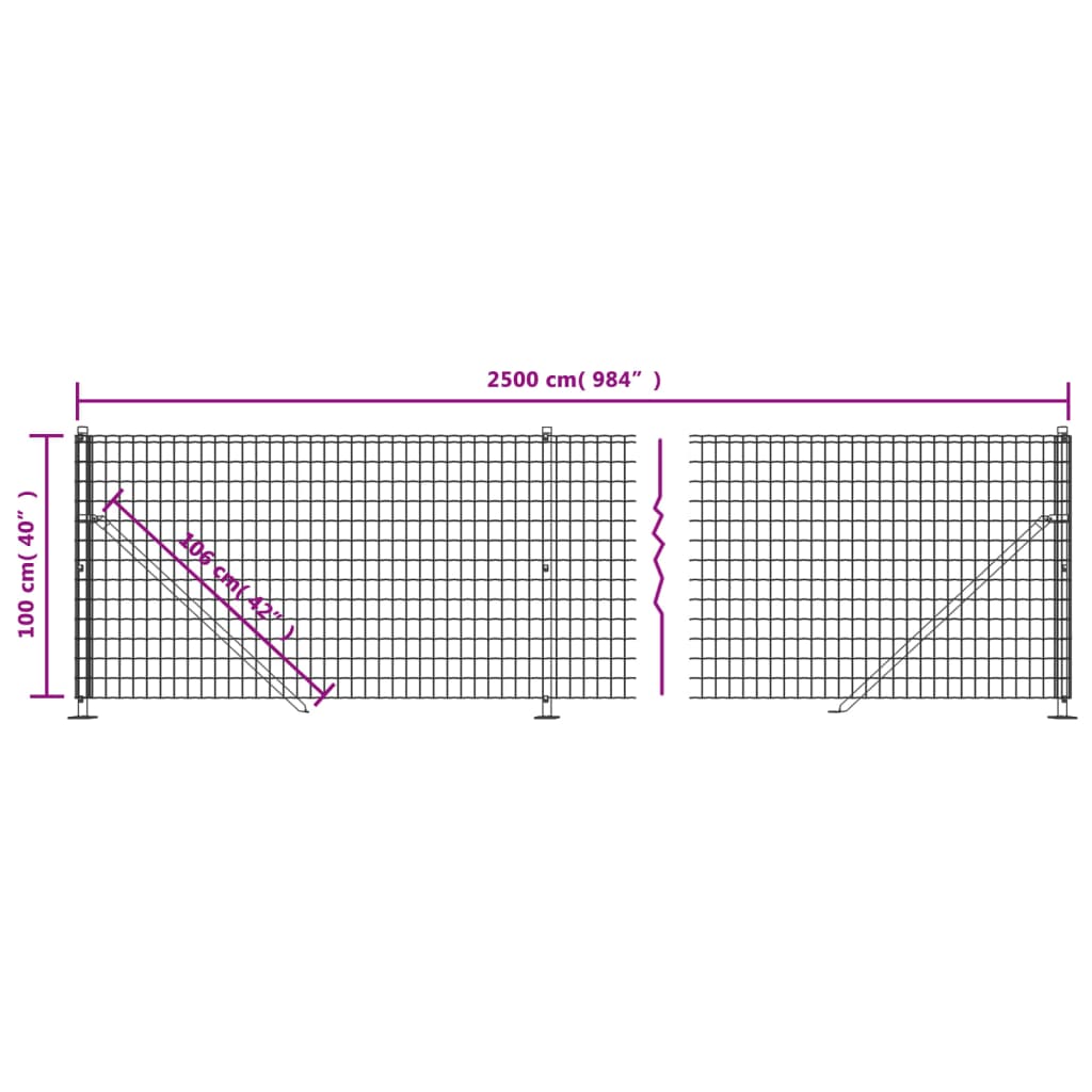 vidaXL Cerca de malha de arame com flange 1x25 m antracite