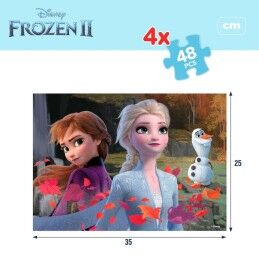 Frozen|Puzzle Infantil Frozen Dupla face 4 em 1 48 Peças 35 x 1,5 x 25 cm (6 Unidades)