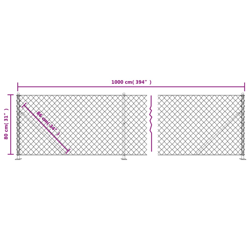 vidaXL Cerca de arame com flange 0,8x10 m verde