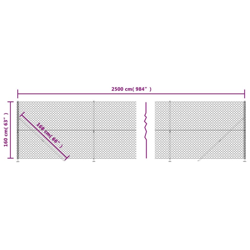 vidaXL Cerca de arame com flange 1,6x25 m verde