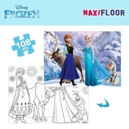 Frozen|Puzzle Infantil Frozen Dupla face 108 Peças 70 x 1,5 x 50 cm (6 Unidades)