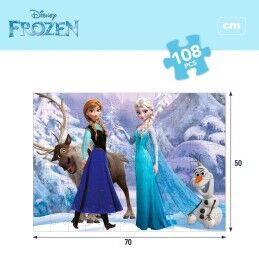 Frozen|Puzzle Infantil Frozen Dupla face 108 Peças 70 x 1,5 x 50 cm (6 Unidades)