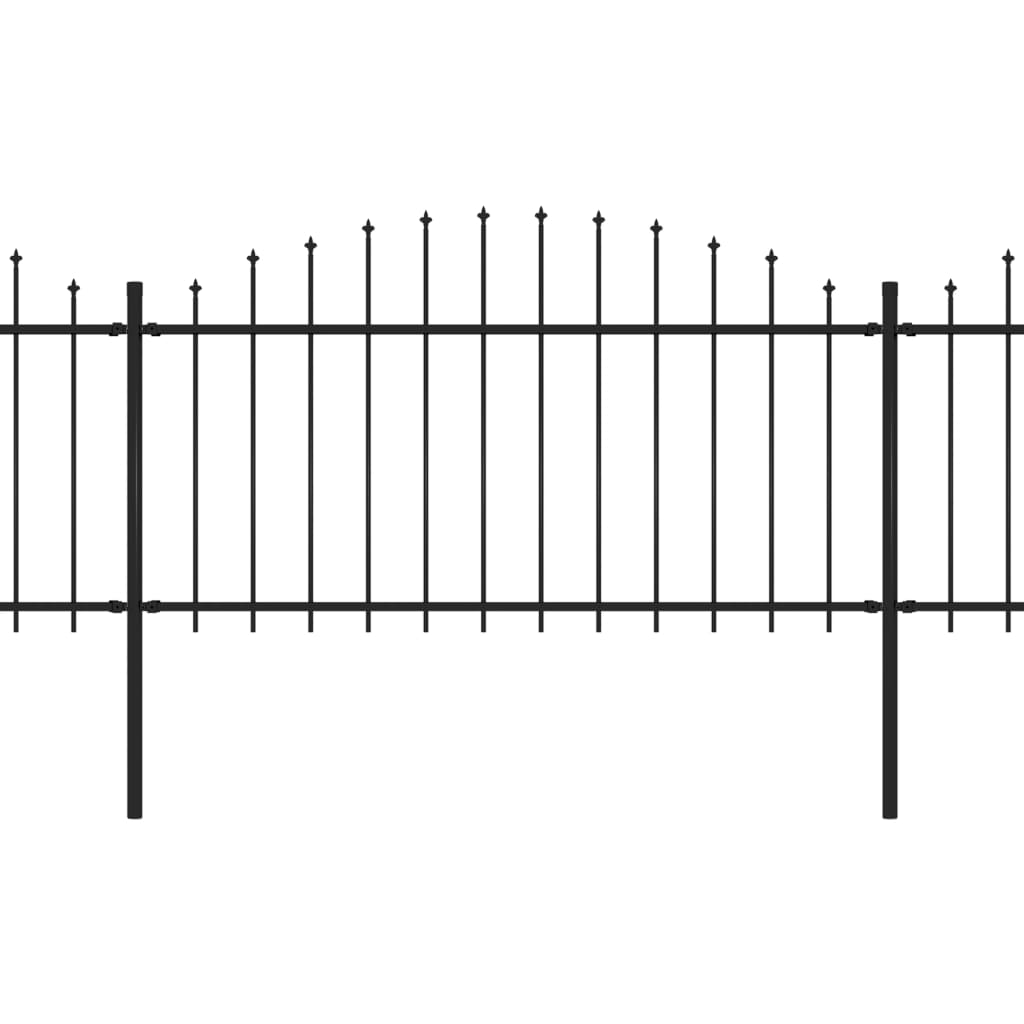 vidaXL Cerca de jardim com topo em lanças (1,25-1,5)x3,4 m aço preto