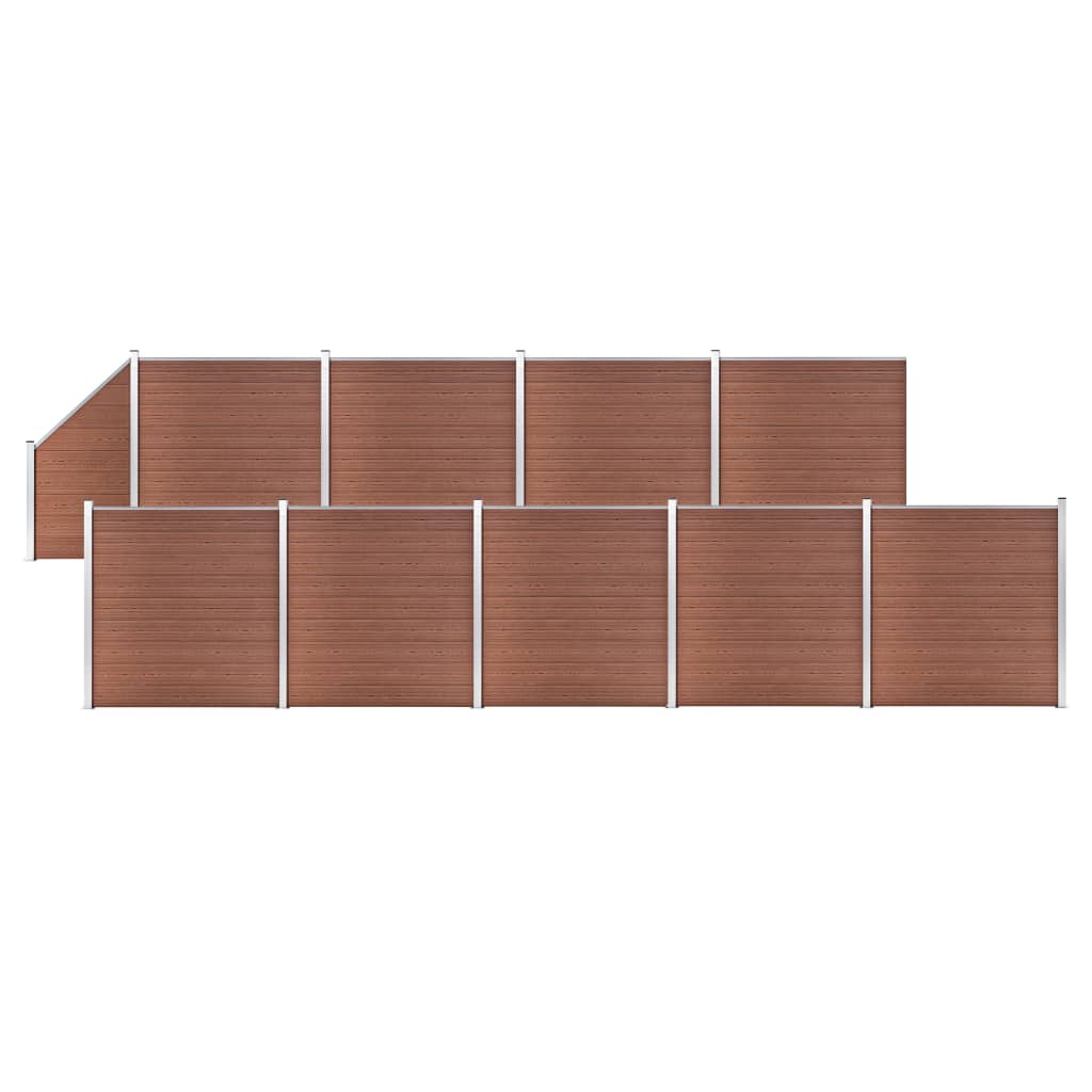 vidaXL Painel vedação WPC 9 quadrados+1 inclinado 1657x186cm castanho