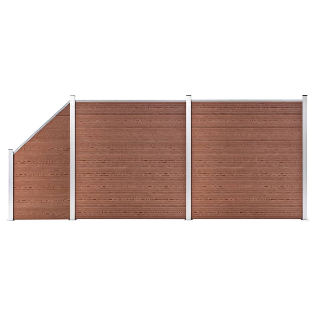 vidaXL Painel vedação WPC 2 quadrados + 1 inclinado 446x186cm castanho