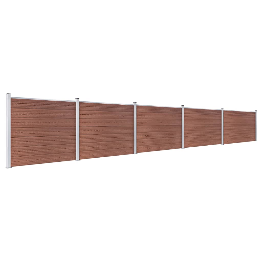 vidaXL Conjunto painel de cerca 872x146 cm WPC castanho