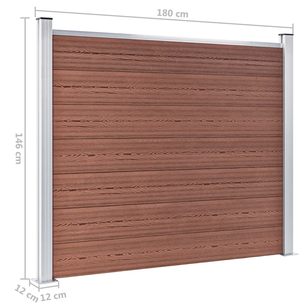 vidaXL Conjunto painel de cerca 872x146 cm WPC castanho