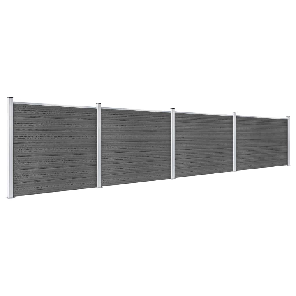 vidaXL Conjunto painel de cerca 699x146 cm WPC preto