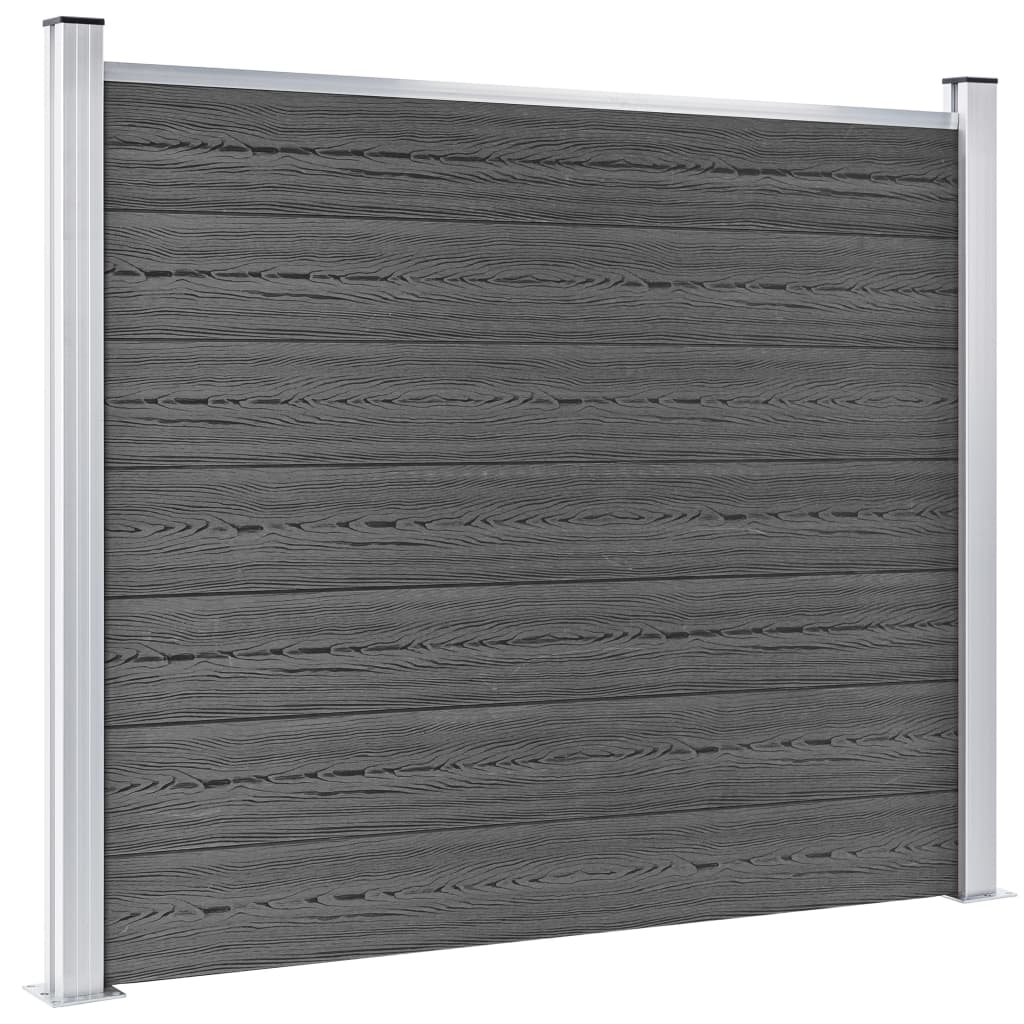 vidaXL Conjunto painel de cerca 699x146 cm WPC preto