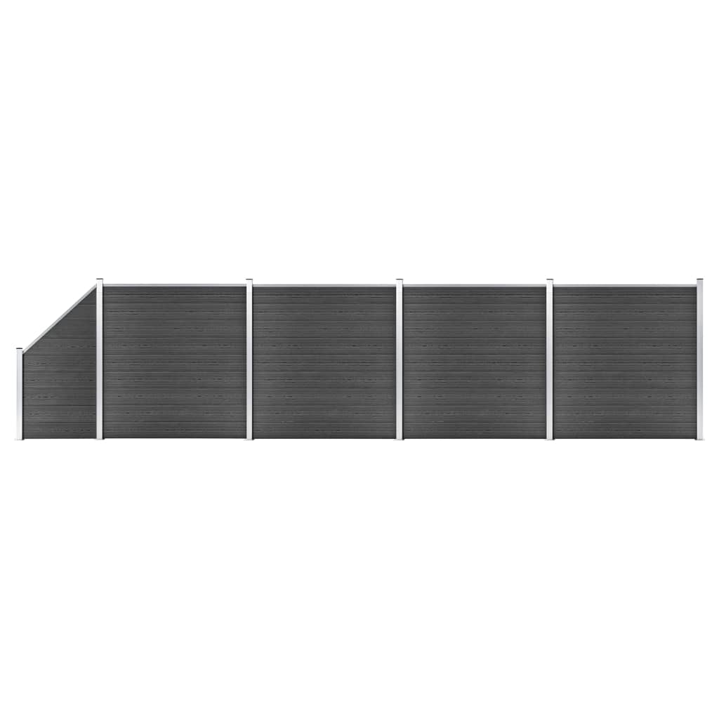 vidaXL Conjunto de painel de vedação WPC 792x(105-186) cm preto