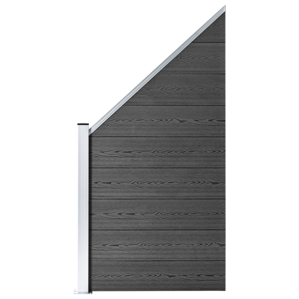 vidaXL Conjunto de painel de vedação WPC 792x(105-186) cm preto