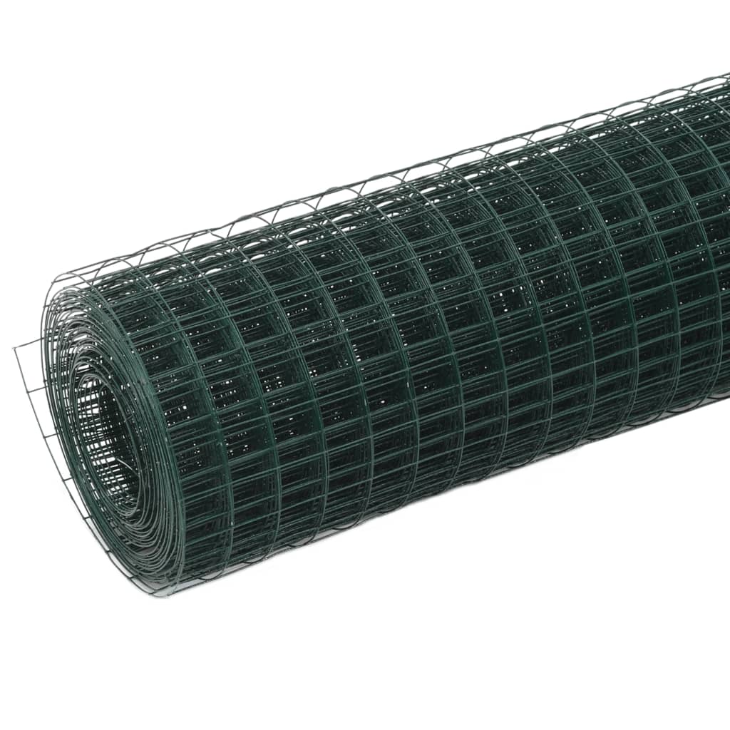 vidaXL Cerca arame galinheiro 10x0,5 m aço c/ revestimento PVC verde