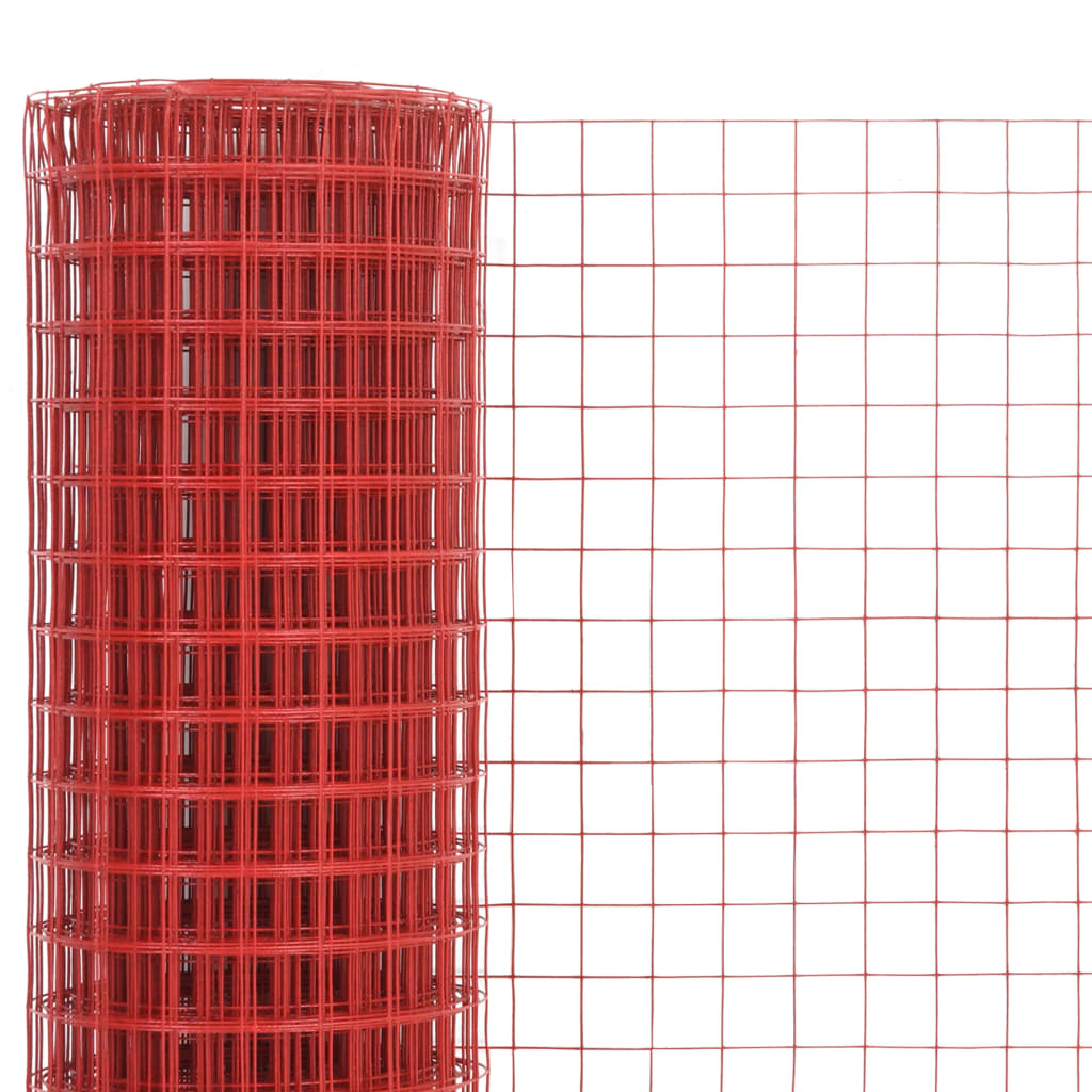 vidaXL Cerca arame galinheiro 10x1,5m aço c/ revestimento PVC vermelho