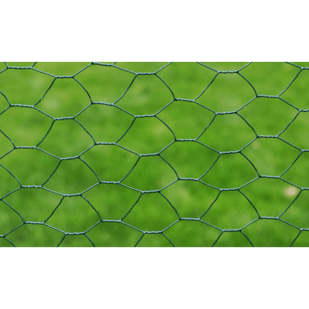 vidaXL Cerca arame p/ galinheiro c/ revestimento PVC 25x0,5m aço verde