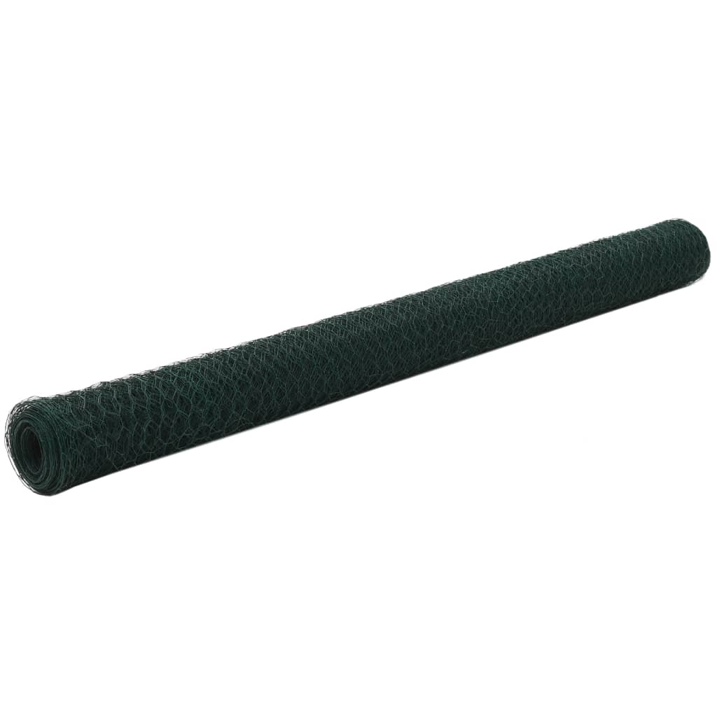 vidaXL Cerca arame galinheiro 25x1,5 m aço c/ revestimento PVC verde