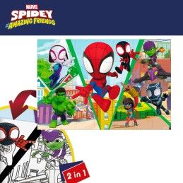 Spidey|Puzzle Infantil Spidey Dupla face 50 x 35 cm 24 Peças (12 Unidades)