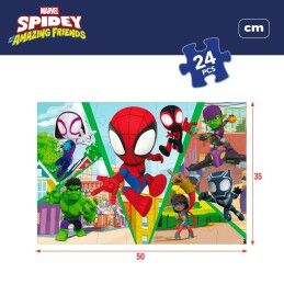 Spidey|Puzzle Infantil Spidey Dupla face 50 x 35 cm 24 Peças (12 Unidades)