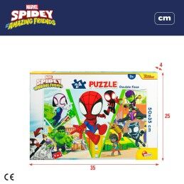 Spidey|Puzzle Infantil Spidey Dupla face 50 x 35 cm 24 Peças (12 Unidades)