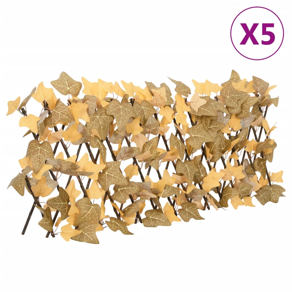 vidaXL Treliça de ácer artificial extensível 5 pcs 180x30 cm laranja