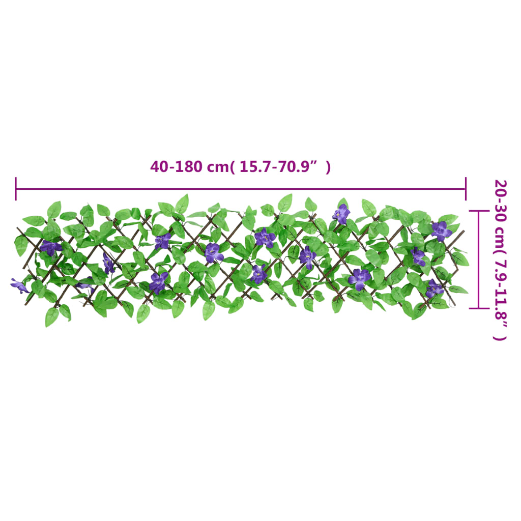 vidaXL Treliça de hera artificial extensível 180x20 cm verde
