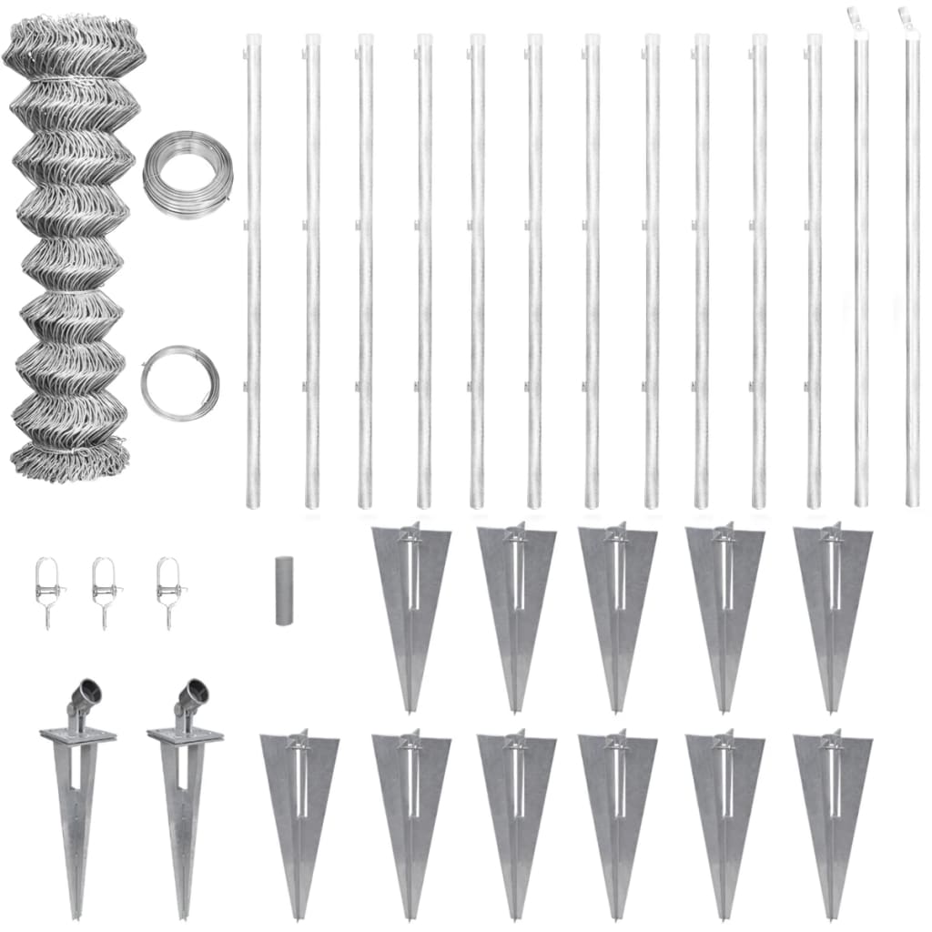 vidaXL Cerca de arame com postes/espetos 25x1,25 m aço galvanizado