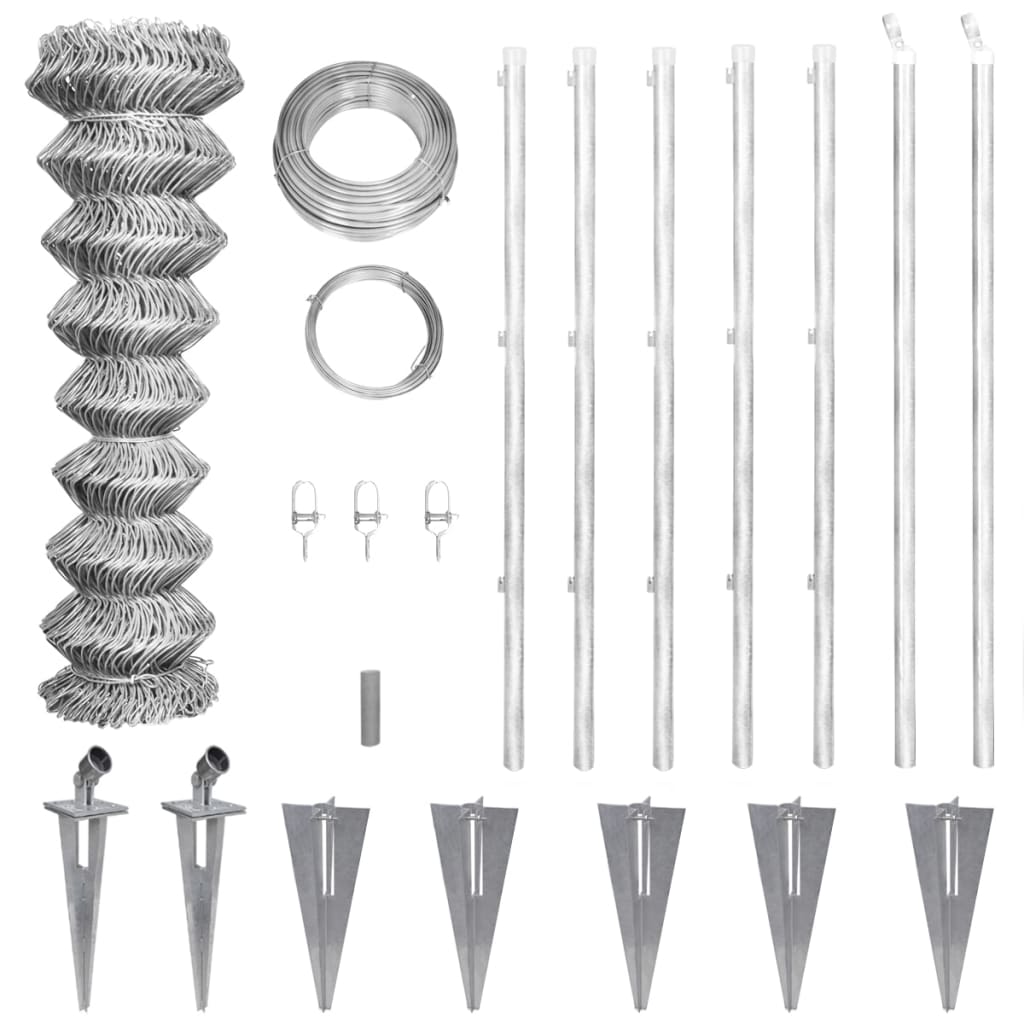 vidaXL Cerca de arame com postes/espetos 15x1 m aço galvanizado