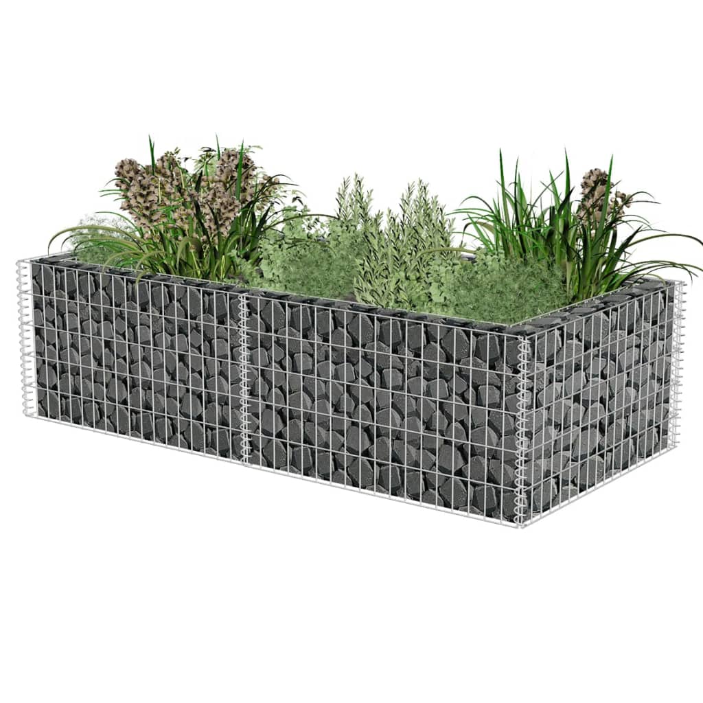 vidaXL Gabião para plantas em aço galvanizado 180x90x50 cm