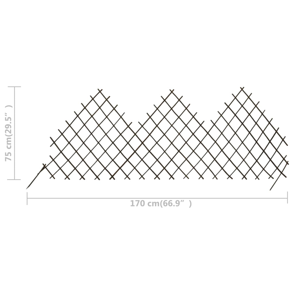 vidaXL Cercas em treliça para jardim 5 pcs 170x75 cm salgueiro