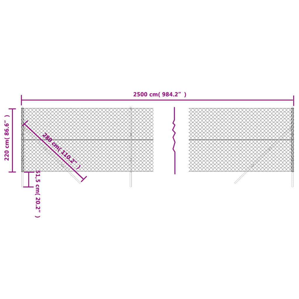 vidaXL Cerca de arame 2,2x25 m antracite