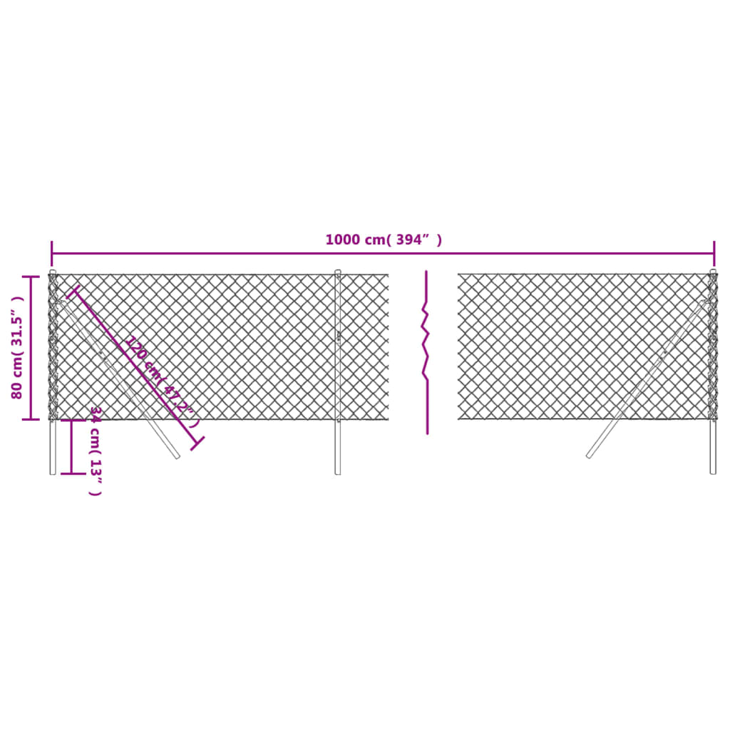 vidaXL Cerca de arame 0,8x10 m verde