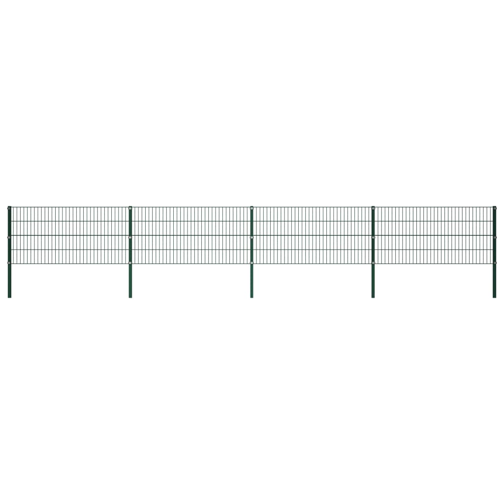 vidaXL Painel de vedação com postes ferro 6,8x0,8 m verde