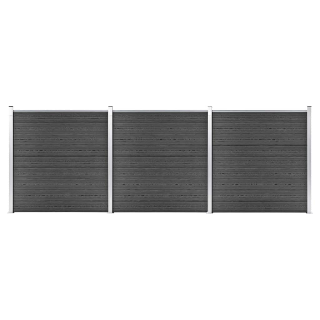 vidaXL Conjunto de painel de vedação WPC 526x186 cm preto