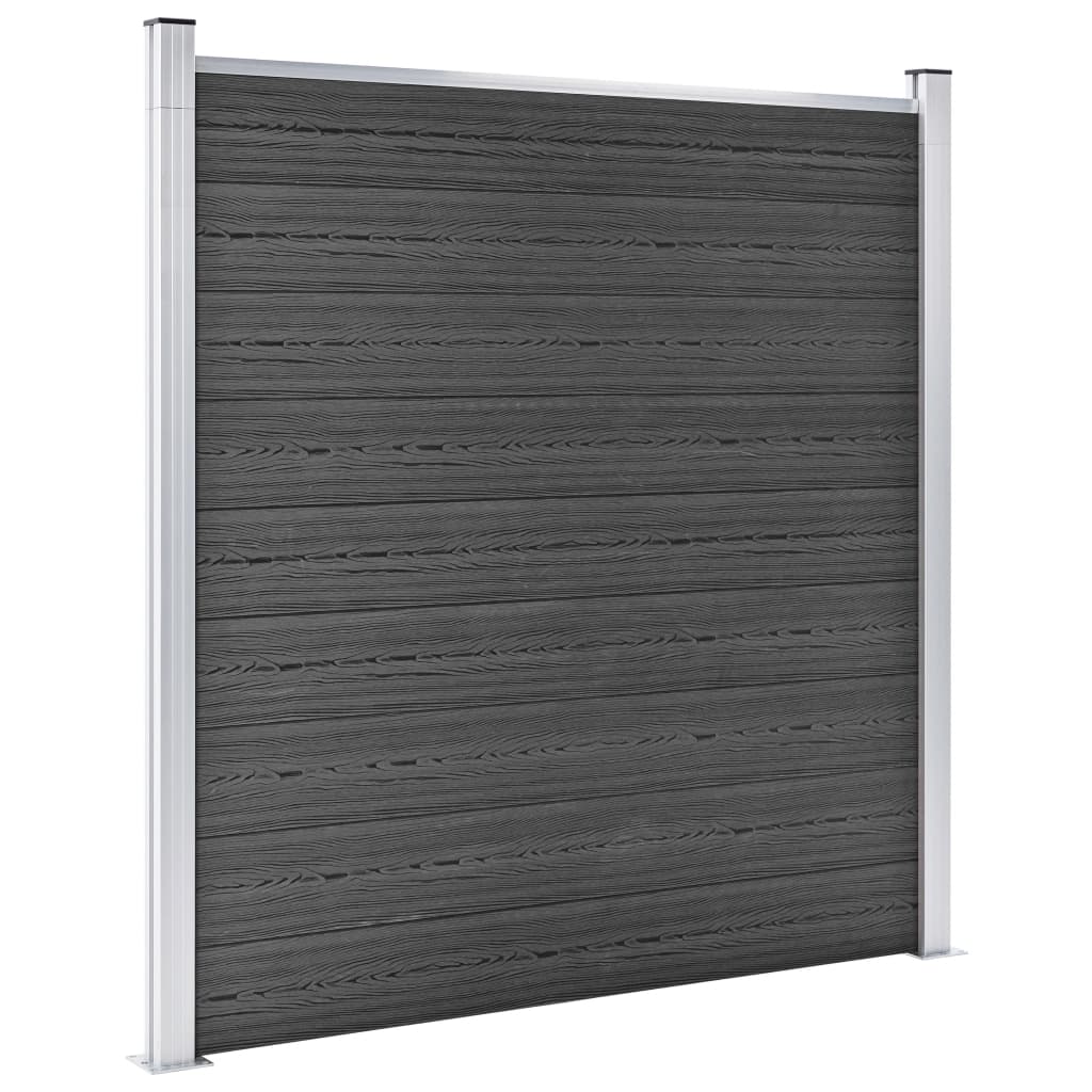 vidaXL Conjunto de painel de vedação WPC 526x186 cm preto