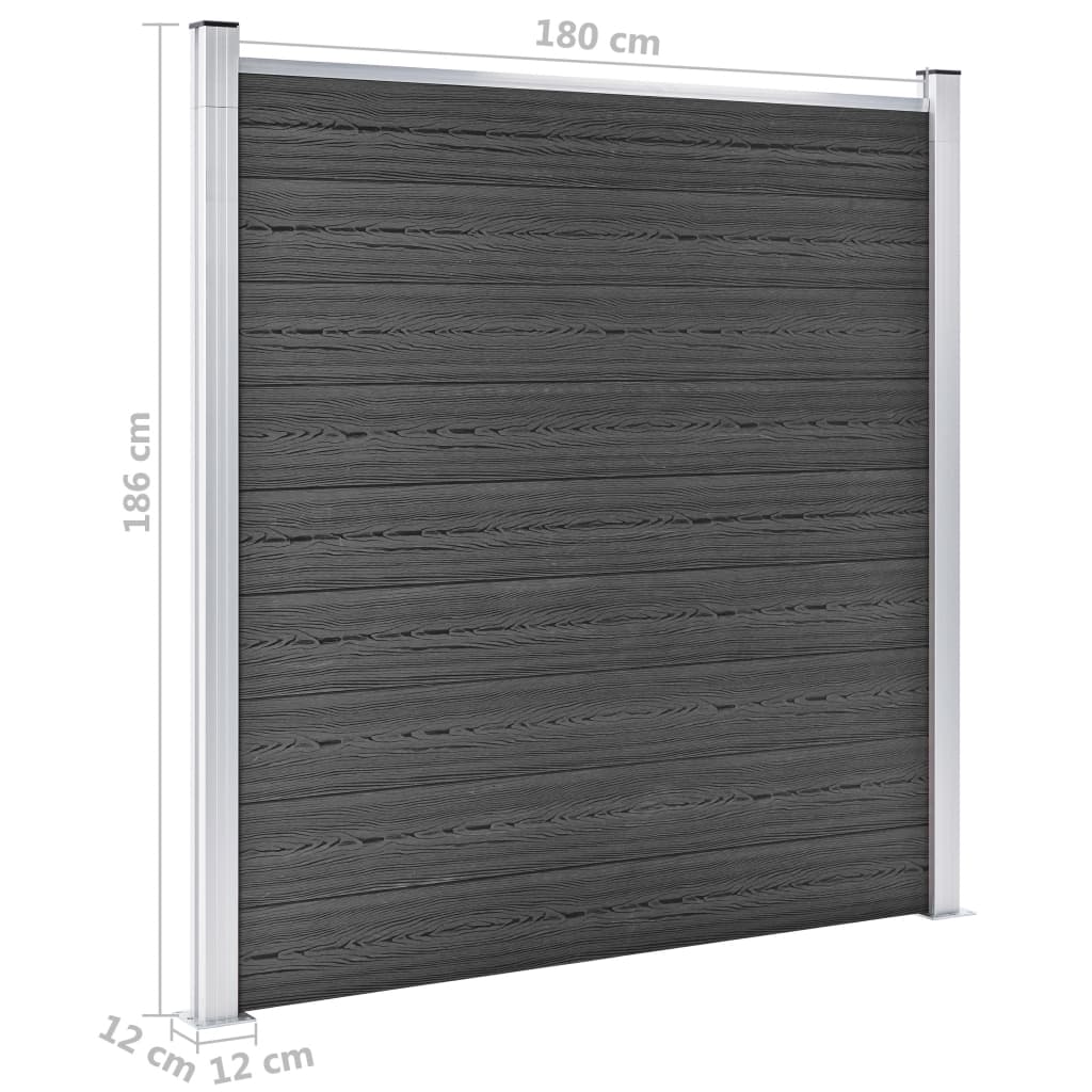 vidaXL Conjunto de painel de vedação WPC 526x186 cm preto