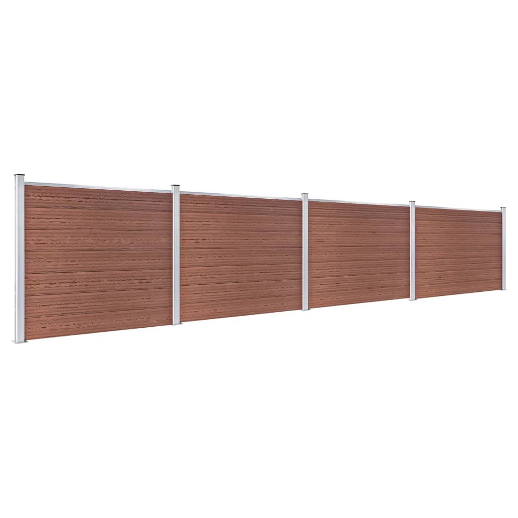 vidaXL Conjunto painel de cerca 699x146 cm WPC castanho