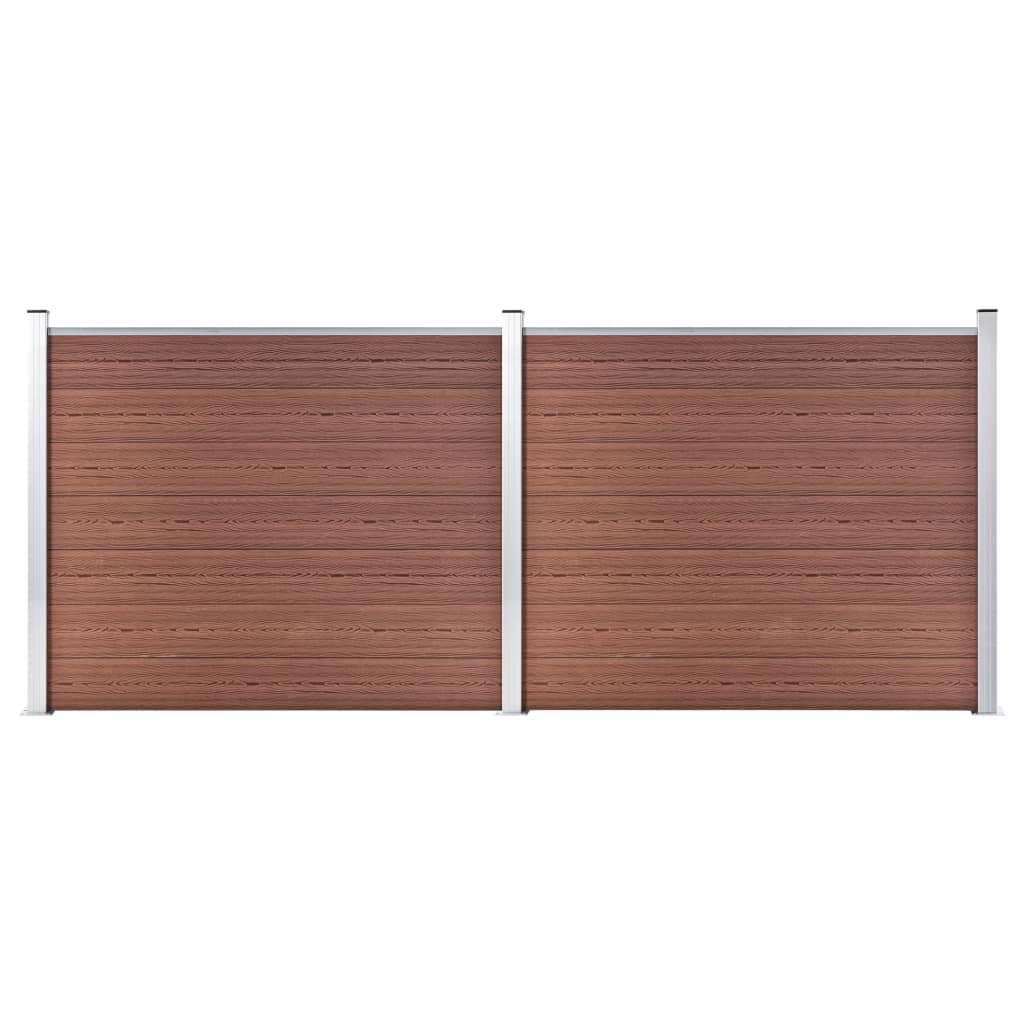 vidaXL Conjunto painel de cerca 353x146 cm WPC castanho