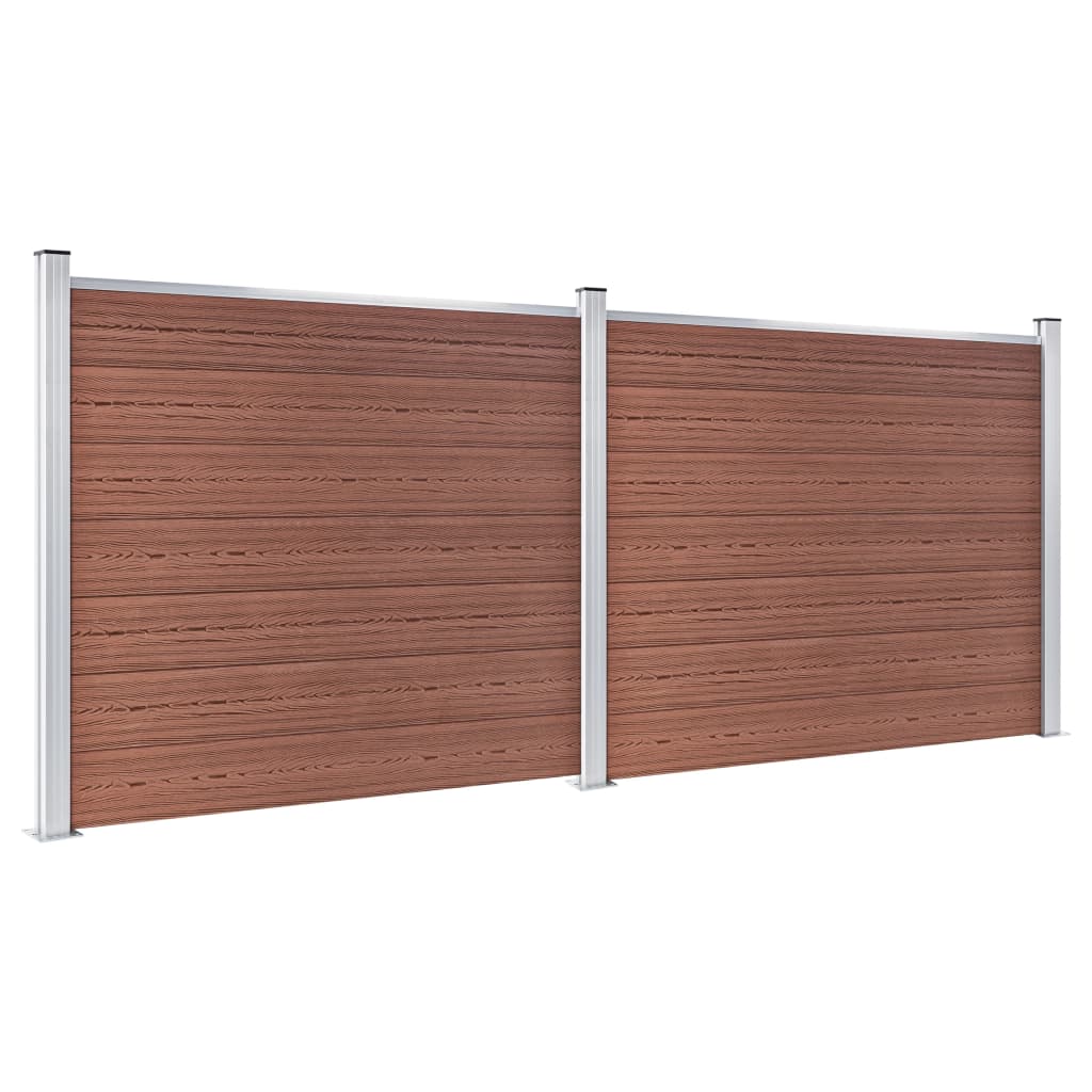 vidaXL Conjunto painel de cerca 353x146 cm WPC castanho